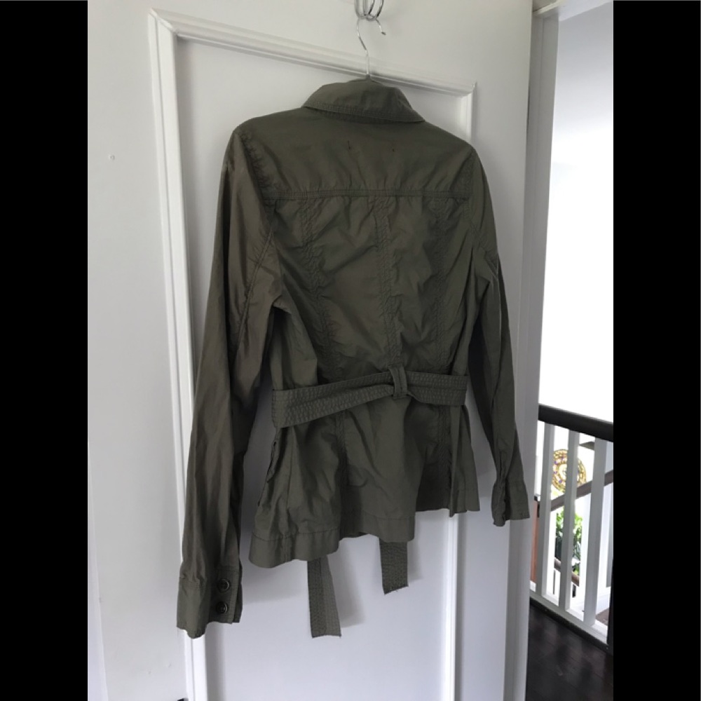 Calvin Klein Jeans Army Shirt/Jacket Y2K Button Down Tie Waist Olive Green - Picture 10 of 15